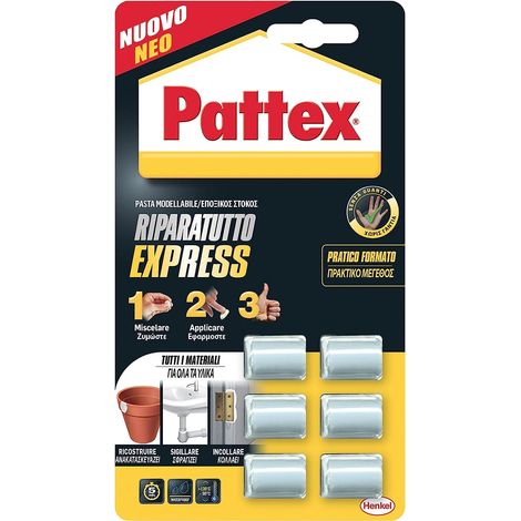 Pattex Ripara Express Monodose, Colla epossidica, Pasta modellabile per incollare e riparare, Adesivo epossidico verniciabile e carteggiabile per molti materiali, 30 g