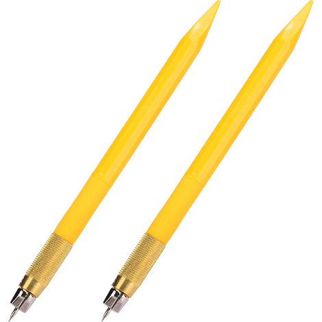 Outil de gravure pour tampon en 2 parties, comprenant un couteau, un stylo à graver jaune, un cutter et un outil de découpe d'autocollants manuel à faire soi-même. (1/5)