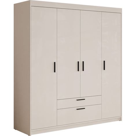 Armoire Novduni 107, Beige, 191x176x53cm, Portes d'armoire: Avec des charnières, Nombre d'étagères: 5