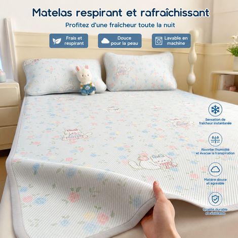 Drap-housse et tapis rafraîchissant en soie glacée 180x200 cm avec 2 taies d'oreiller Pudding au thé au lait 180cm 200cm réf 6282 300 g – Livraison gratuite