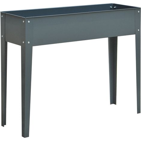Bac surélevé en métal antirouille 100 x 30 x 80 cm avec 3 trous de drainage, bac à aromates et légumes gain de place pour balcon, terrasse et jardin (1/4)