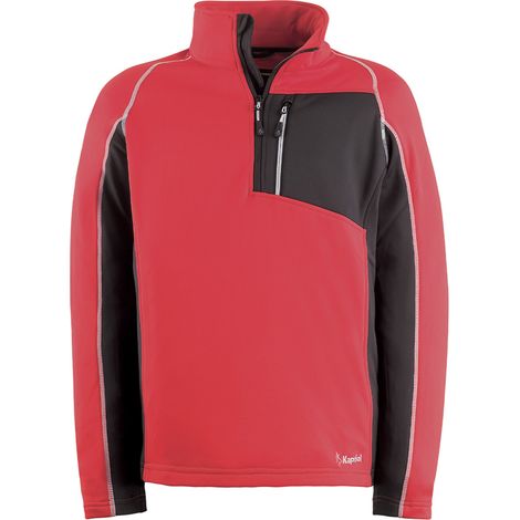 FELPA MAGLIA UOMO IN PILE TECH DA LAVORO CON MEZZA ZIP ROSSA TG. L KAPRIOL, "L" (1/5)