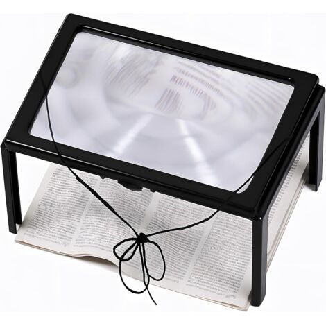 BUNTHAUS Loupe de Lecture Lumineuse A4 avec grossissement x3 et lumière Loupe de Lecture Lumineuse avec 4 LED Microscope de Poche avec Support Pliable pour Livres, Personnes âgées, bijoutiers