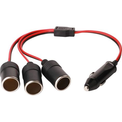 1 à 3 Allume-Cigare Cable D'extension,Voiture Allume Cigare Socket Male vers Femelle,DC 12V 24V Adaptateur Répartiteur 1 à 3 Splitter avec lumières LED Prise Male Avec Fusible (1/5)