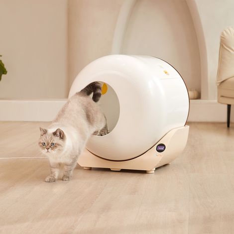 Arenero automático autolimpiable para gatos 57.4 x 56.6 x 56.4 cm blanco adecuado para el salón (1/5)