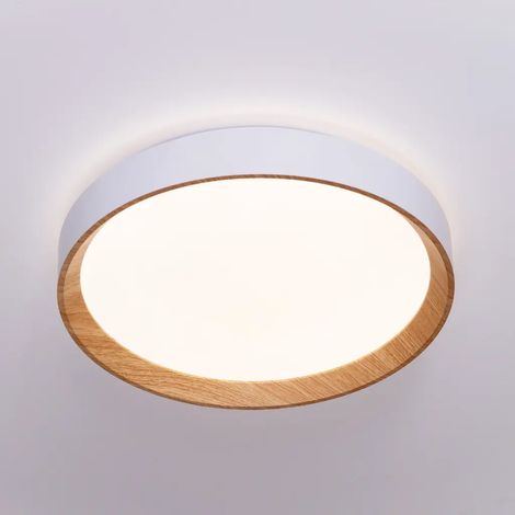 Plafonnier LED  30W CCT blanc effet bois Ø38 cm