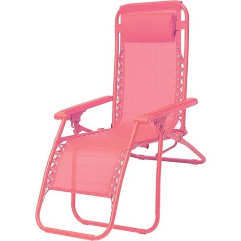 TrAdE Shop Traesio - Sedia Sdraio In Textilene Pieghevole Reclinabile Con Poggiatesta Da Giardino Colorata - Rosa (1/2)