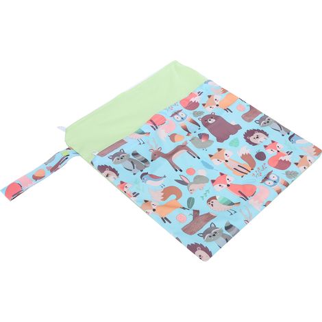 Sac à langer à double fermeture éclair, motif dessin animé, grande capacité, réutilisable, Zoo (1/5)