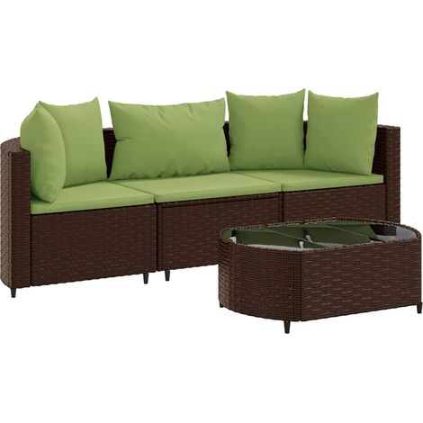 Maison Exclusive - Set Divano da Giardino 4 pz con Cuscini Marrone in Polyrattan (1/5)
