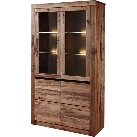 vetrina in legno di Quercia Selvatica/ Cerro 105x42x190 tabacco marrone oliato MONTREUX 301