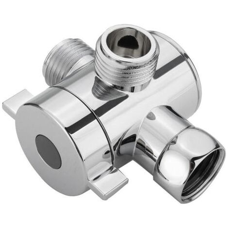 Vanne de dérivation de répartiteur d'eau de pommeau de douche à 3 voies, adaptateur de commutateur réglable multifonction G1/2" pour bidet de toilette ou pommeau de douche，argent (1/5)