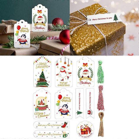150 étiquettes de Noël en papier pour décoration de Noël créative et faite main, peintes à la main. (1/4)
