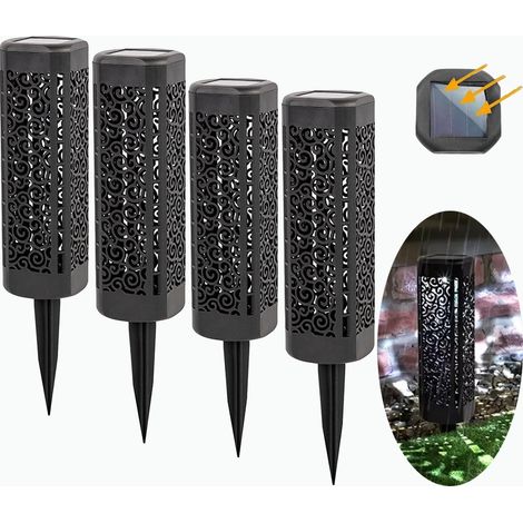 Lot de 4 lampes solaires blanc froid, éclairage solaire de jardin allumage/extinction automatique, éclairage solaire encastré, pour pelouse, étanche (1/5)