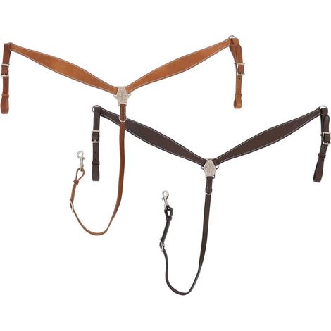 MARRONE - Pettorale Western modello Cheyenne in cuoio con decoro centrale argentato (1/5)