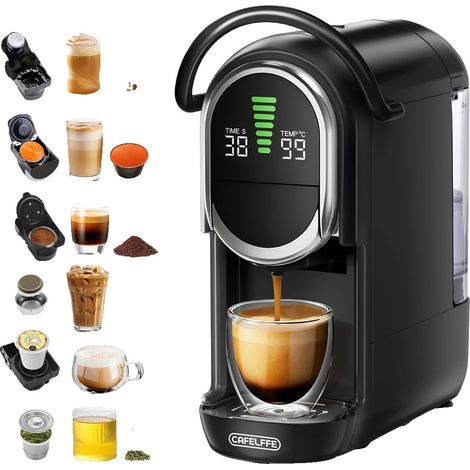 Cafetera de cápsulas, intensidad de preparación ajustable, diseño compacto, color negro, UE (1/2)