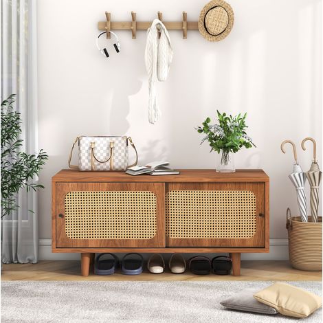 Rattan Schuhschrank mit 2 Türen mit verstellbare Ablage Walnussfarbe
formschöner Schuhschrank für Flur, Wohn- und Schlafzimmer,1044048 cm (1/5)