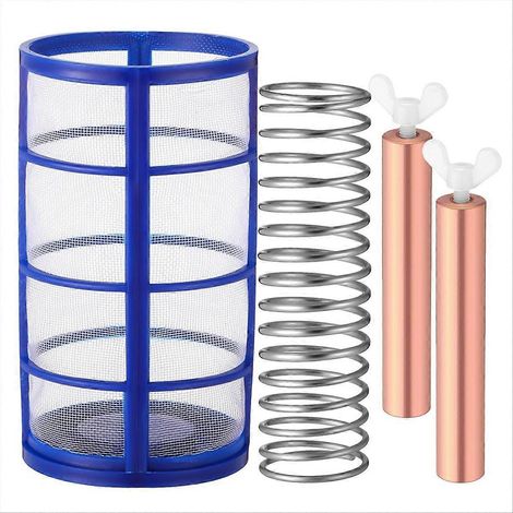 Kit de remplacement en cuivre anodisé 6 pièces, comprenant anodes en cuivre, grilles de panier, ressorts et vis, pour ioniseurs solaires de piscine (1/5)