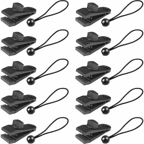 20 Ensembles de Kits de Clips de bâche, Clip de Verrouillage Robuste, Clip de Tente avec élastique sphérique, Couverture en Toile, auvent, auvent, Camping en Plein air. (1/5)
