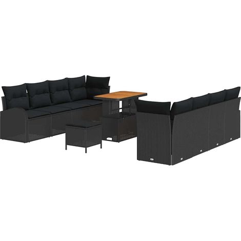 Maison Exclusive - Gartensofa-set mit Kissen 11 pcs Schwarz Poly-