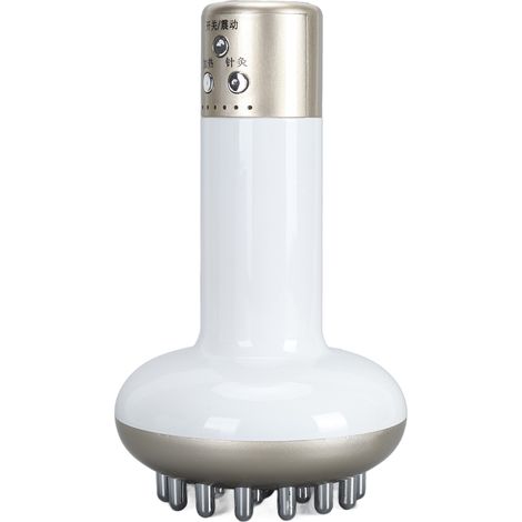 Brosse de massage électrique méridienne à microcourants, anti-cellulite, chauffante et vibrante, pour drainage lymphatique manuel, blanche (1/5)