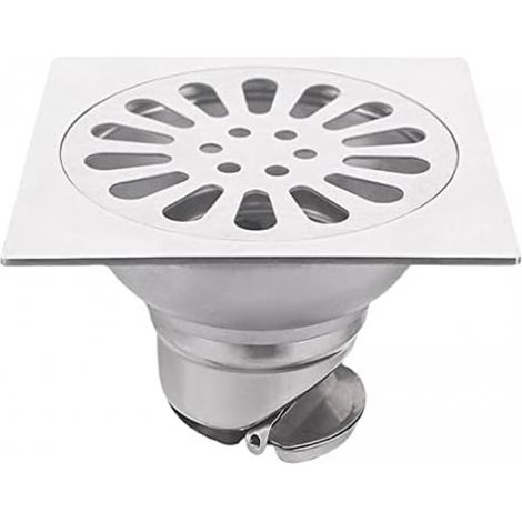 Siphon de sol carré en acier inoxydable avec filtre, grille de douche et siphon de sol anti-odeurs (1/5)