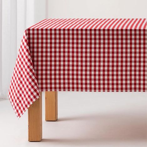 Nappe Vichy Rouge 140x180 cm – Antitache, Coton, Parfaite pour Repas en Famille ou entre Amis