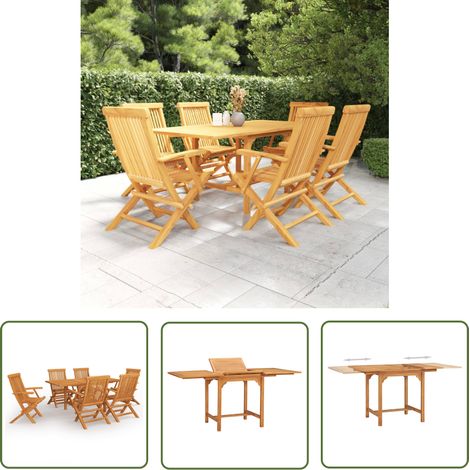 The Living Store Salon de jardin 7 pcs Bois de teck massif - Salon De Jardin - Mobilier De Jardin - Set De Salon De Jardin - Table De Jardin - Chaises De Jardin (1/5)