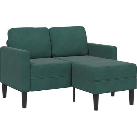 2-Sitzer-Sofa mit Chaiselongue L-Form Dunkelgrün 125 cm Samt