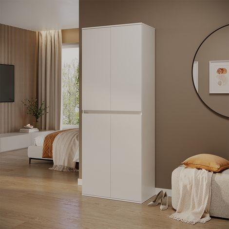 Armario Claus, Blanco, 74 x 191.5 cm con 4 puertas, Vicco