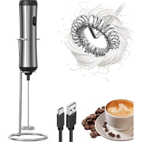 Mousseur à Lait portatif, Machine à Mousse électrique 14 000 TR/Min USB Rechargeable, Acier Inoxydable 304,pour café, Lattes, Cappuccino, Frappe