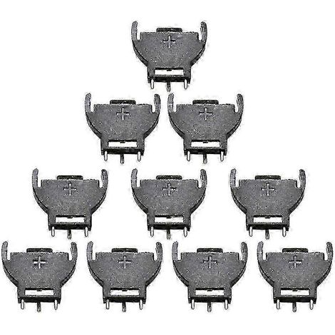 Lot de 10 supports de pile bouton CR2032 2032 3V en plastique noir pour boîtier (1/5)