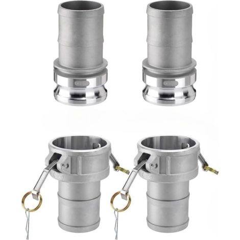 Satz von 2 Cam- und Nut-Rohrverschraubungen, aus Aluminium Typ A+D von 1,27 cm bis 2,5 cm für Leckageverbindungen, industrielle Anwendung (1/2)