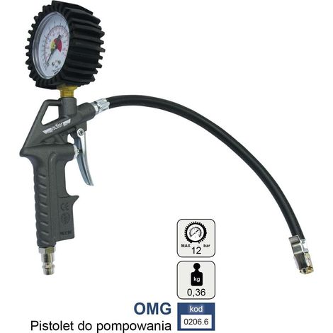 Adler OMG Pistola di gonfiaggio pneumatici - Gonfiaggio rapido e preciso per pneumatici e attrezzature, design ergonomico, alta efficienza, colore metallizzato, uso professionale.