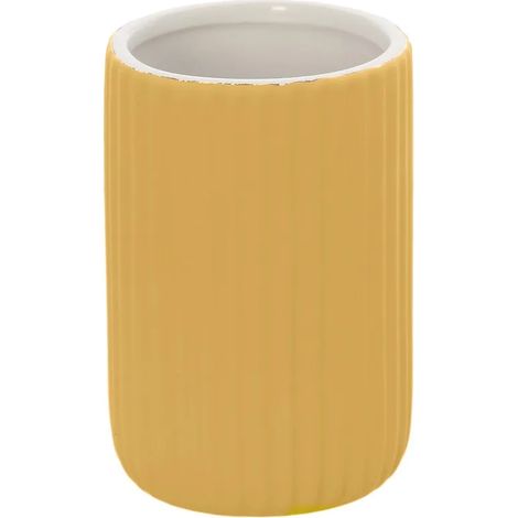 Portaspazzolini bagno da appoggio giallo in ceramica soft touch Spring (1/5)