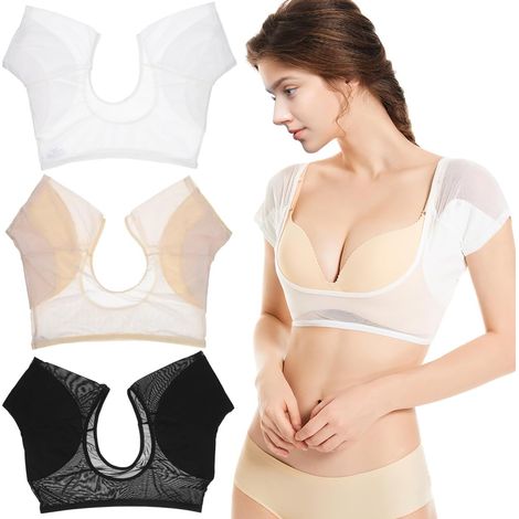 Conjunto de 3 chalecos para axilas de mujer, almohadillas lavables para axilas, almohadillas antitranspirantes, almohadillas antisudor para brazos, almohadillas antitranspirantes contra (1/5)