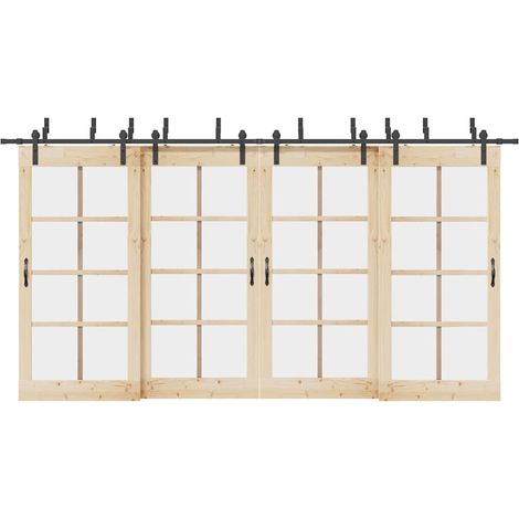 Schiebetürbeschlag-Set 427 cm Stahl Schwarz