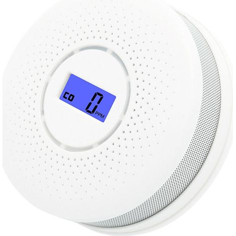 royaluxe -Alarme de détection de fumée combinée pour fumée et monoxyde de carbone Détect de fumée CO à piles avec affichage Round Escape Light Détect de fumée Alarme incendie (1/5)