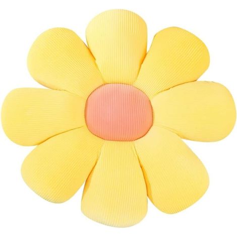 40 cm gelbes Gänseblümchenkissen, niedliches Blumen-Bodenkissen, dekoratives Plüschblumenkissen für Mädchen, Kuscheltier, Stuhlkissen - Crezuo