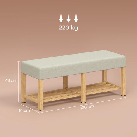 Meuble à linge multifonction en bambou avec planche à repasser et sac 57 L, 113 x 34 x 82 cm, naturel et gris (1/3)