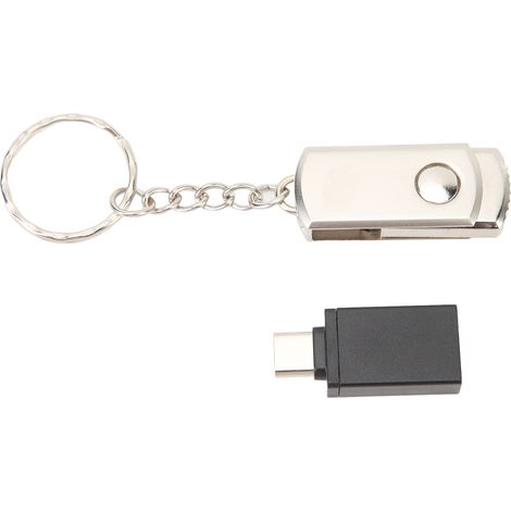 Clé USB 2.0 à transfert rapide avec adaptateur USB vers Type-C pour ordinateur portable et tablette, couleur argent, 64 Go