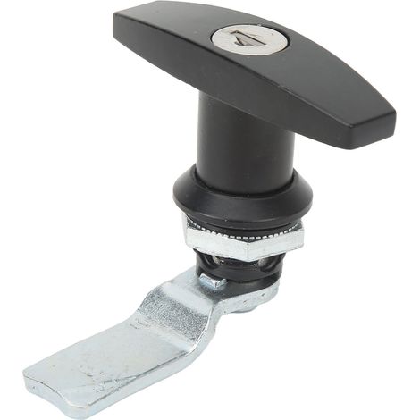 Poignée de porte en T, verrou de porte en alliage de zinc, loquet de meuble à poignée en T pour garage, remorque, boîte à outils, noir (1/5)