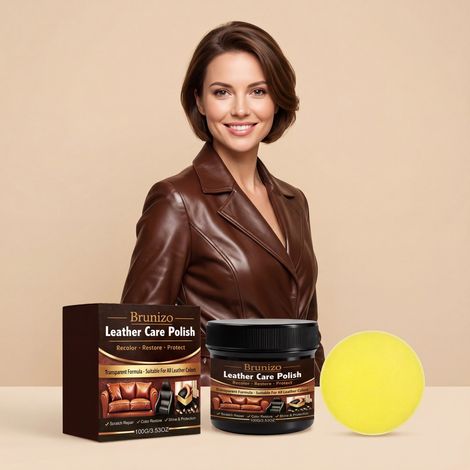 Produit d'entretien et de polissage pour le cuir des canapés - Entretien quotidien, nettoyage, rénovation et brillance - 100 g x 1, éponge x 1 (1/5)