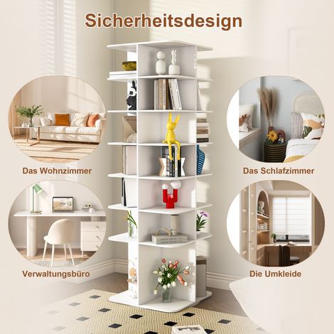Tour de rangement à chaussures rotatif 7 niveaux, organiseur de chaussures autoportant pivotant à 360°, étagère à chaussures haute capacité, plateau tournant Lazy Susan, convient pour 28 paires (blanc (1/5)