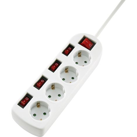 Sygonix SY-4535068 Steckdosenleiste mit Schalter Weiß Schutzkontakt 1 St. (1/5)