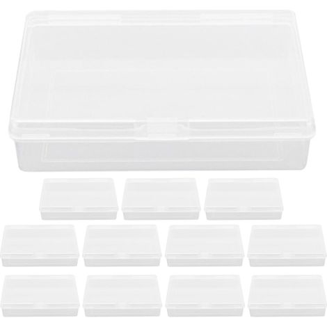 12 Pièces Boîte de Rangement en Plastique Transparente Rectangulaire avec Couvercle à Charnière, Design Compact, pour Cartes à Jouer, Perles et Bijoux en Voyage ou Réunions (1/5)