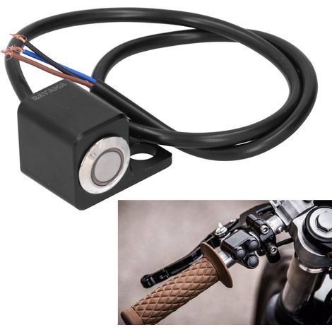 Interrupteur de modification pour guidon de moto avec fonction marche/arrêt bleue (côtés gauche et droit). Compatible avec une fixation de 10 mm (bouton verrouillable). Côté droit. (1/5)