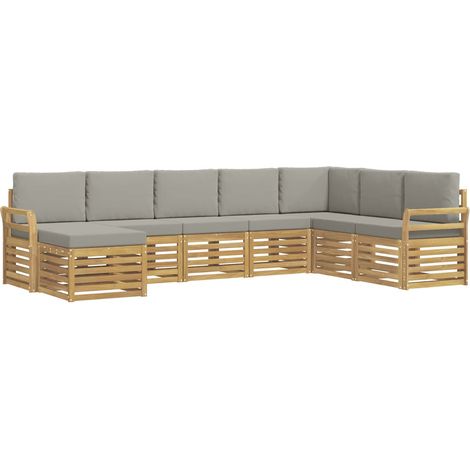 Set di divani da esterno 8 pz Bianco e Grigio Chiaro Poliestere vidaXL (1/5)