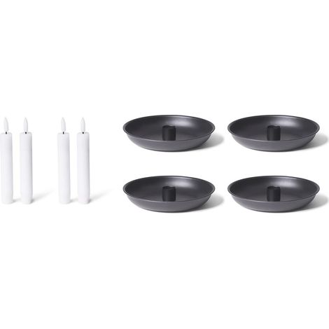 Lot de 4 chandeliers 13 cm noir avec bougies LED vacillantes