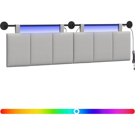 Testiera Testata del letto sospesa Con luce LED Grigio Nuvola Tessuto (1/5)