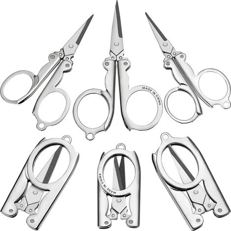 Ciseaux Pliants en Acier Inoxydable Portatifs Ciseaux de Voyage Pliables (6 Pièces, 3 Tailles) (1/5)